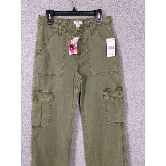 Roxy Juniors' Come and Chill Mid-Rise Cargo Pants Green Size Extra Small NWT's - Picture 2 of 7